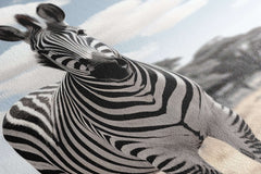 Zebra in the Savannah Under a Cloudy Sky - Canvas Print - Artoholica Ready to Hang Canvas Print
